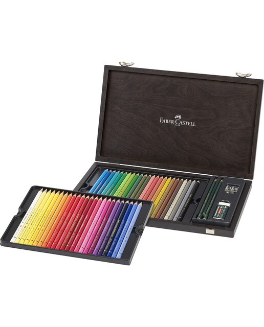 Caja de Madera con 48 Lápices de Color Polychromos más Accesorios Faber-Castell Multicolor-1