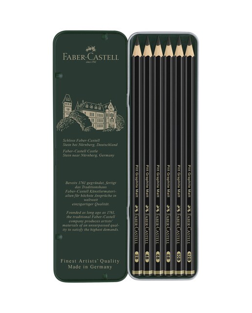 Conjunto de 6 Lápis Pitt - Graphite Matt Preto-2