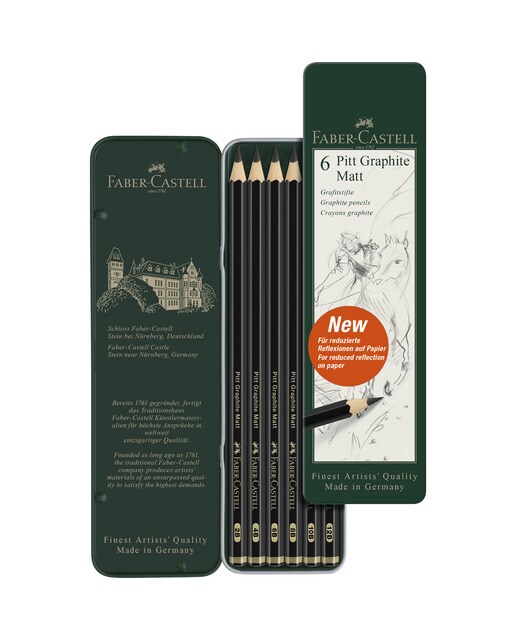 Conjunto de 6 Lápis Pitt - Graphite Matt Preto-3