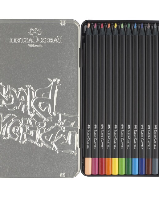 Estojo de Metal 12 Lapiseiras Mina Super Suave Cores Brilhantes Black Edition - Multicolor Multicolor-2