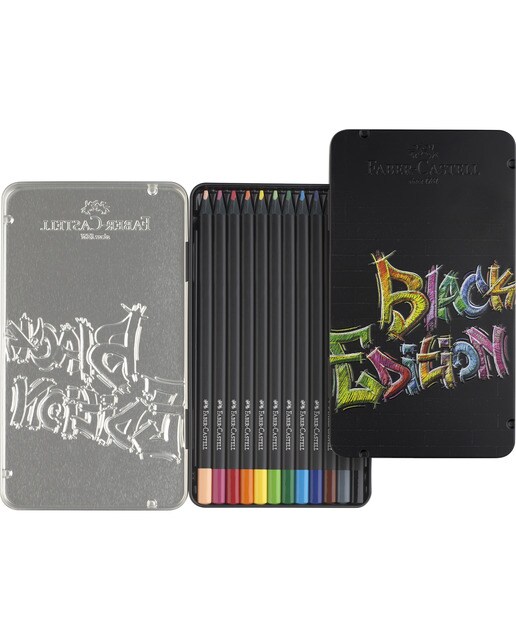 Estojo de Metal 12 Lapiseiras Mina Super Suave Cores Brilhantes Black Edition - Multicolor Multicolor-3