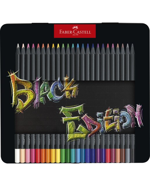Imagem 0 de Estojo de Metal 24 Lapiseiras Mina Super Suave Cores Brilhantes Black Edition - Multicolor