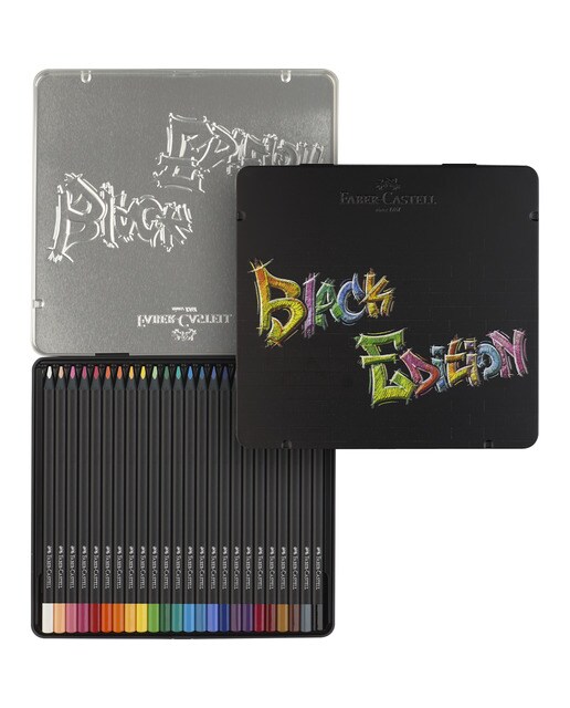 Estojo de Metal 24 Lapiseiras Mina Super Suave Cores Brilhantes Black Edition - Multicolor Multicolor-3