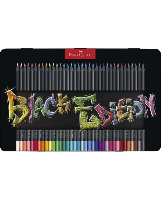 Estojo de Metal 36 Lapiseiras Mina Super Suave Cores Brilhantes Black Edition - Multicolor Multicolor-1