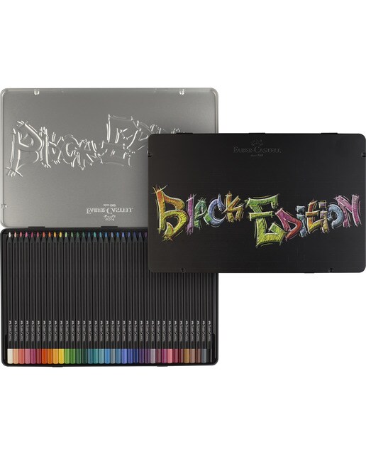 Estojo de Metal 36 Lapiseiras Mina Super Suave Cores Brilhantes Black Edition - Multicolor Multicolor-4