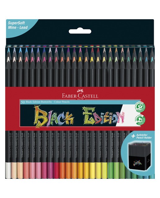 Imagem 0 de Estojo de Cartão 50 Lapiseiras Mina Super Suave Cores Brilhante Black Edition - Multicolor