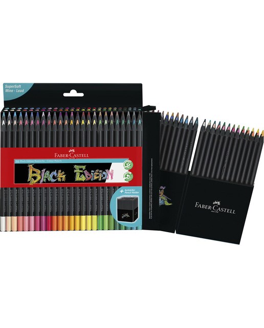 Estojo de Cartão 50 Lapiseiras Mina Super Suave Cores Brilhante Black Edition - Multicolor Multicolor-3