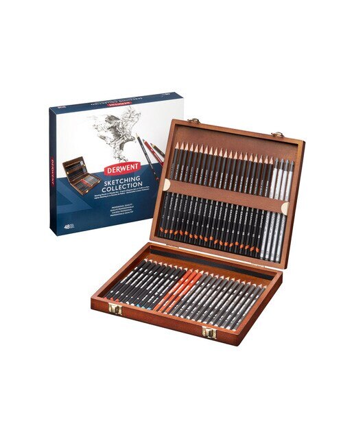 Imagen 0 de Caja de madera de 48 lápices para sketching Derwent