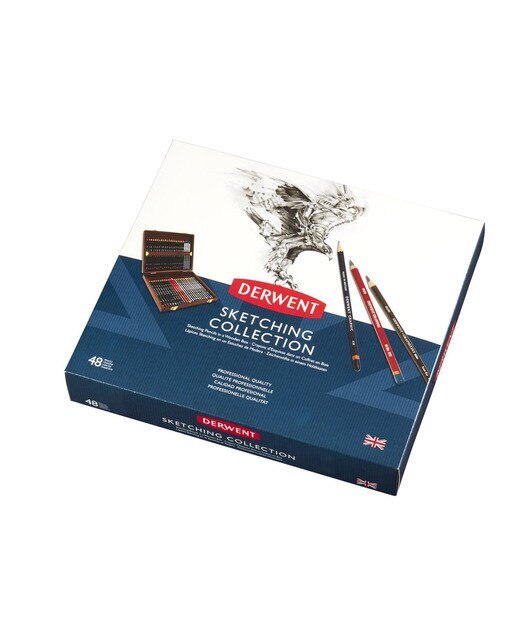 Caja de madera de 48 lápices para sketching Derwent 3