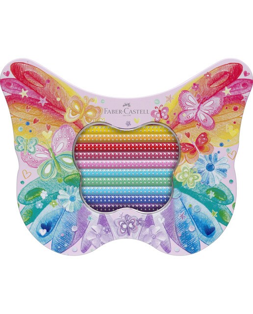 Estojo Borboleta com 20 Lápis Sparkle de Metal Multicolor-1