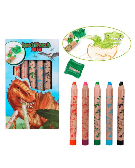 Lápis de cor e afia Dino World 1