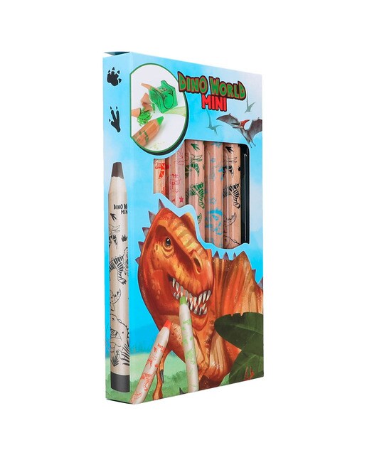 Lápis de cor e afia Dino World 4