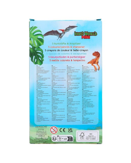 Lápis de cor e afia Dino World 6