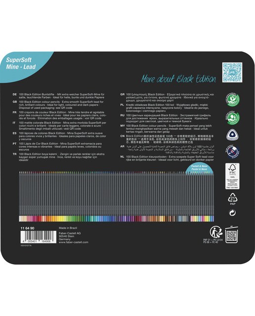 Estojo metálico 100 lápis de cor Black Edition Faber-Castell multicolor Multicolor-4