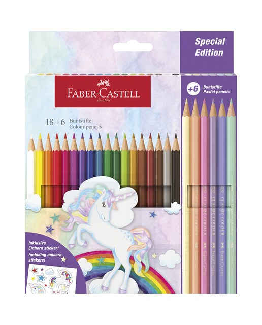 Imagen 0 de Pack 18 + 6 lápices de color escolares unicornio Faber-Castell