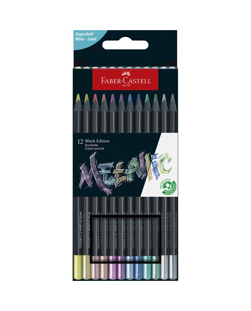 Imagem 0 de Conjunto de 12 cores metálicas Faber-Castell de edição preta.