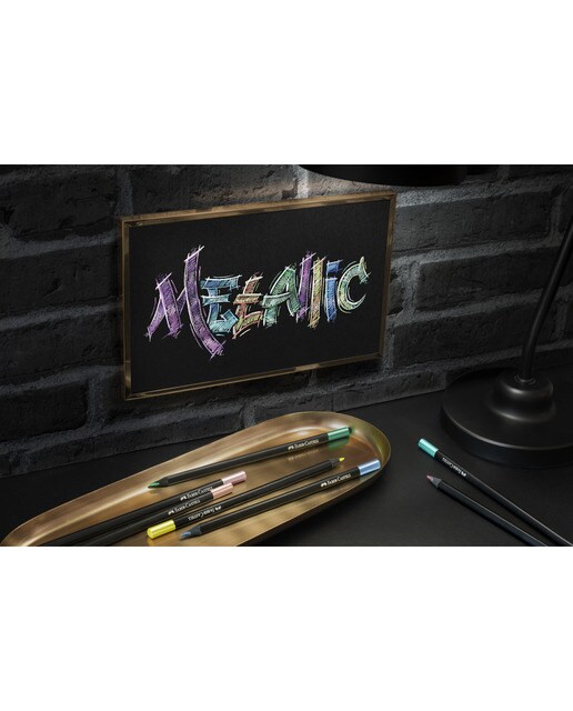 Pack 12 pinturas black edition Faber-Castell colores metálicos Multicolor-4