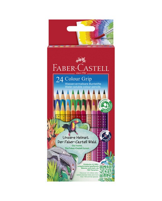 Imagem 0 de Conjunto de 24 cores de lápis de cor aguarelas Faber-Castell Grip