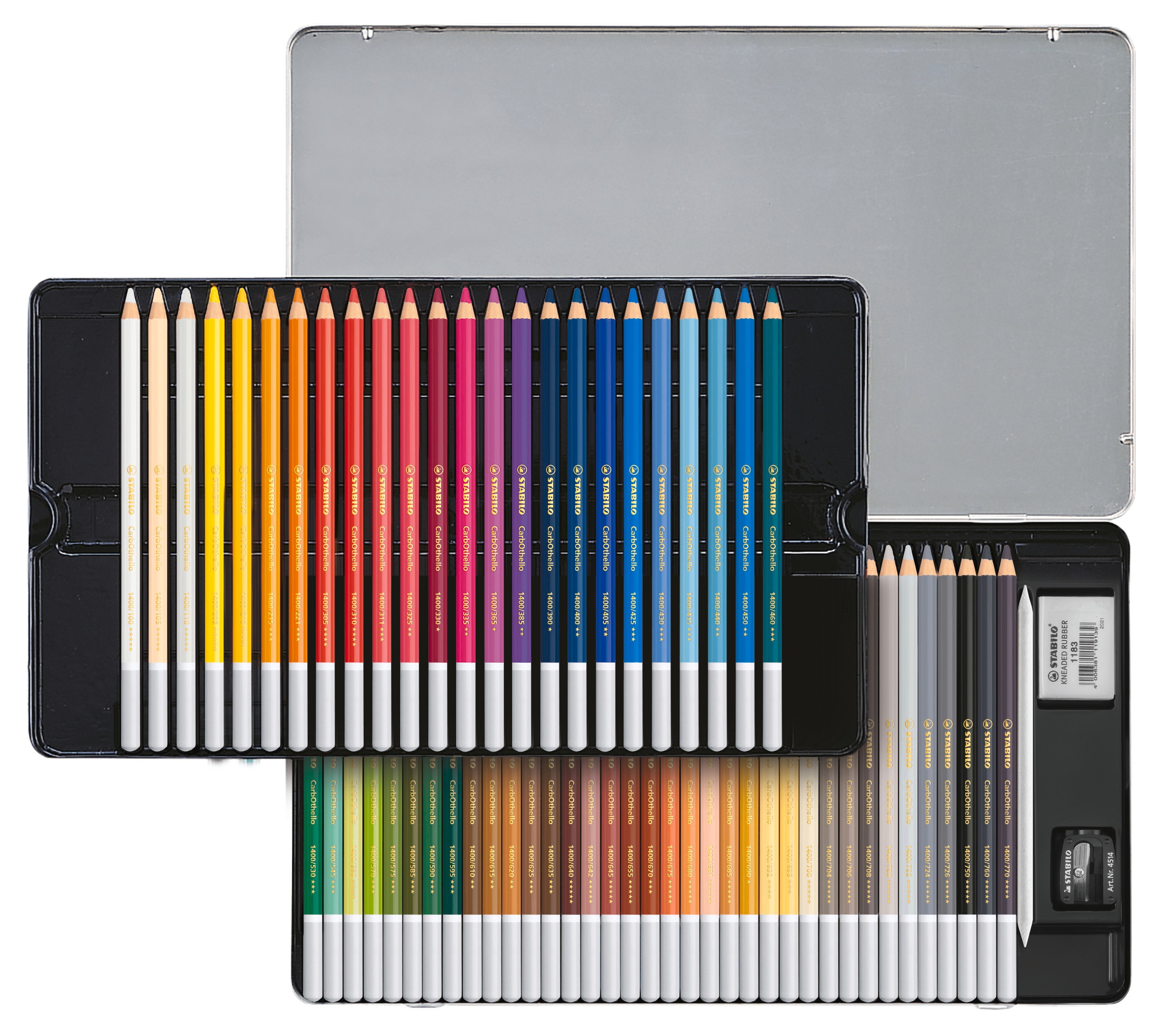 Estojo com 60 lápis de côr Tiza-Pastel CatbOthello STABILO Multicôr + afia + borracha + esfumador Multicolor-2