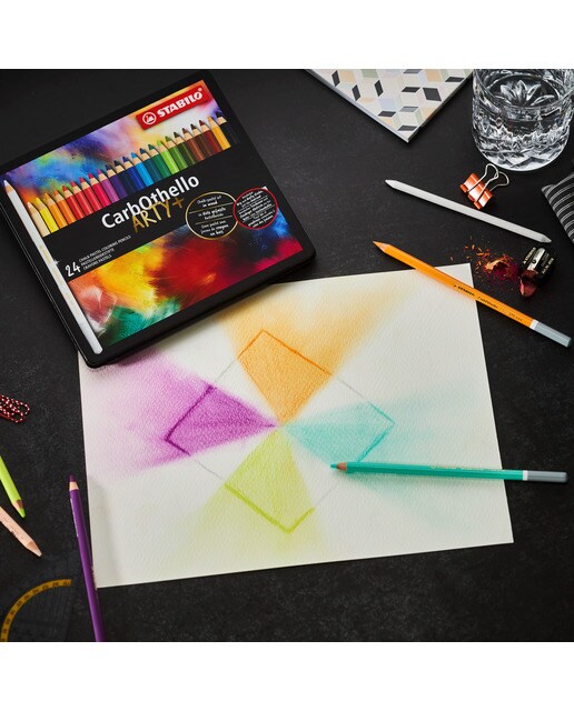 Estojo com 60 lápis de côr Tiza-Pastel CatbOthello STABILO Multicôr + afia + borracha + esfumador Multicolor-5
