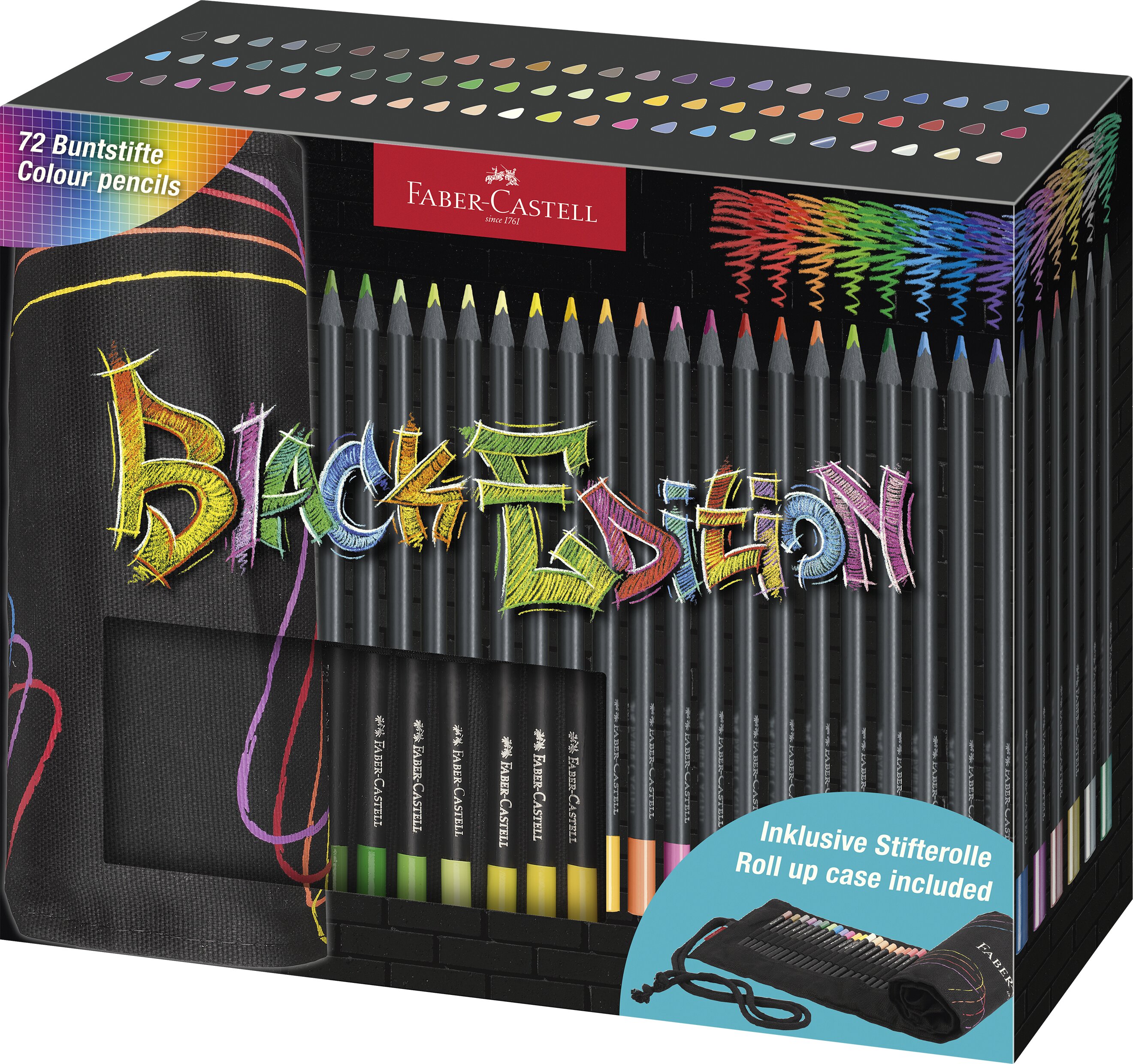 Estuche enrollable con 72 lápices d color Black Edition Faber-Castell Multicolor-5