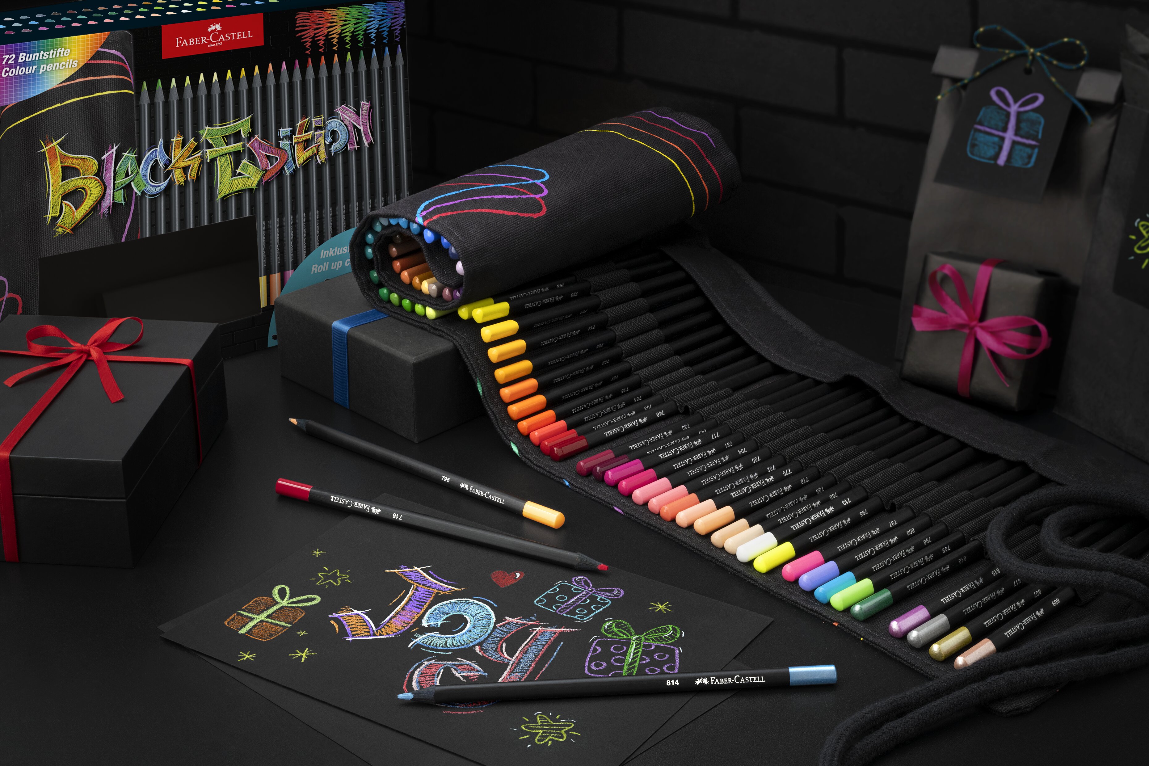 Estuche enrollable con 72 lápices d color Black Edition Faber-Castell Multicolor-7