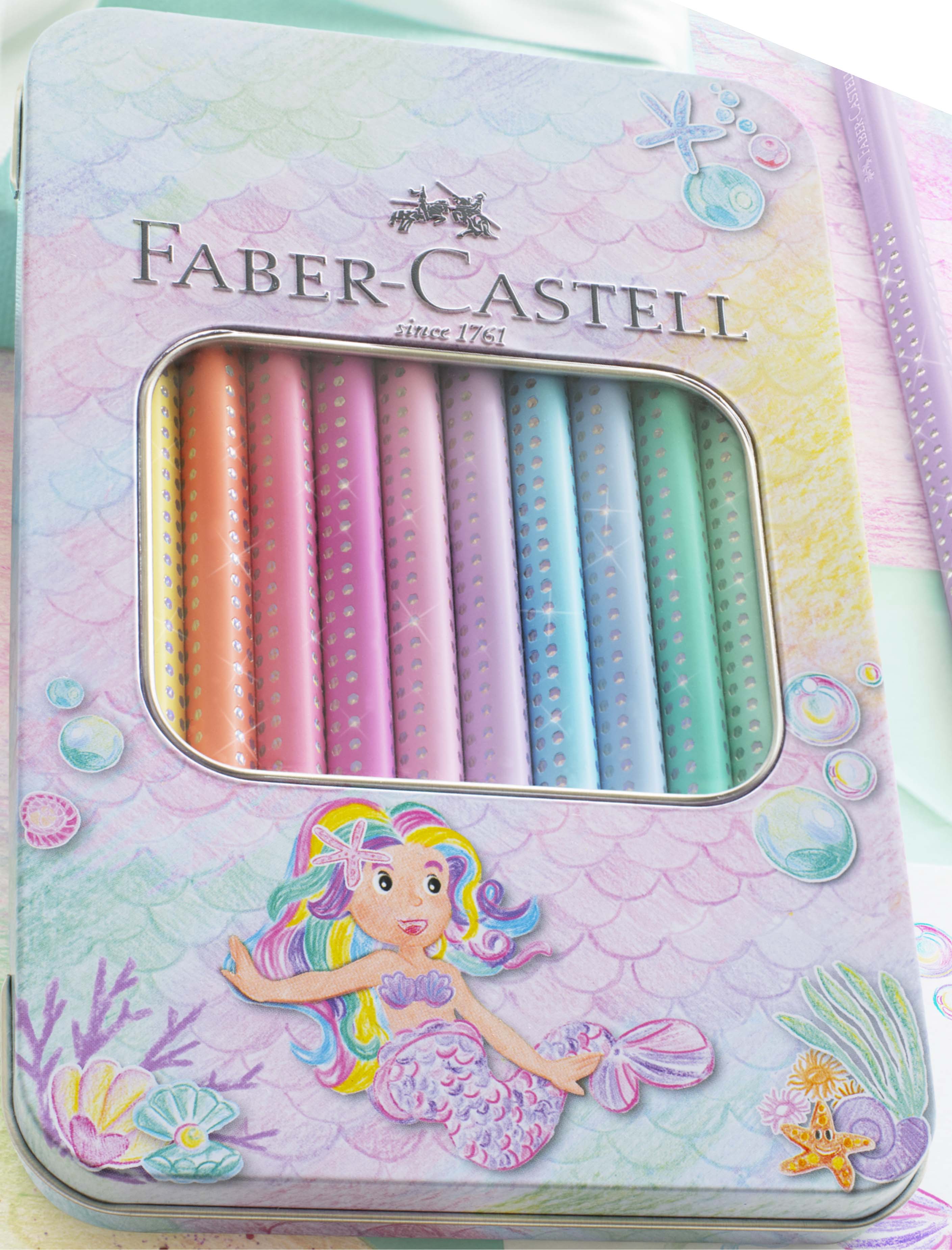 Caja de metal 10 pinturas Sparkle pastel Faber-Castell Multicolor-1