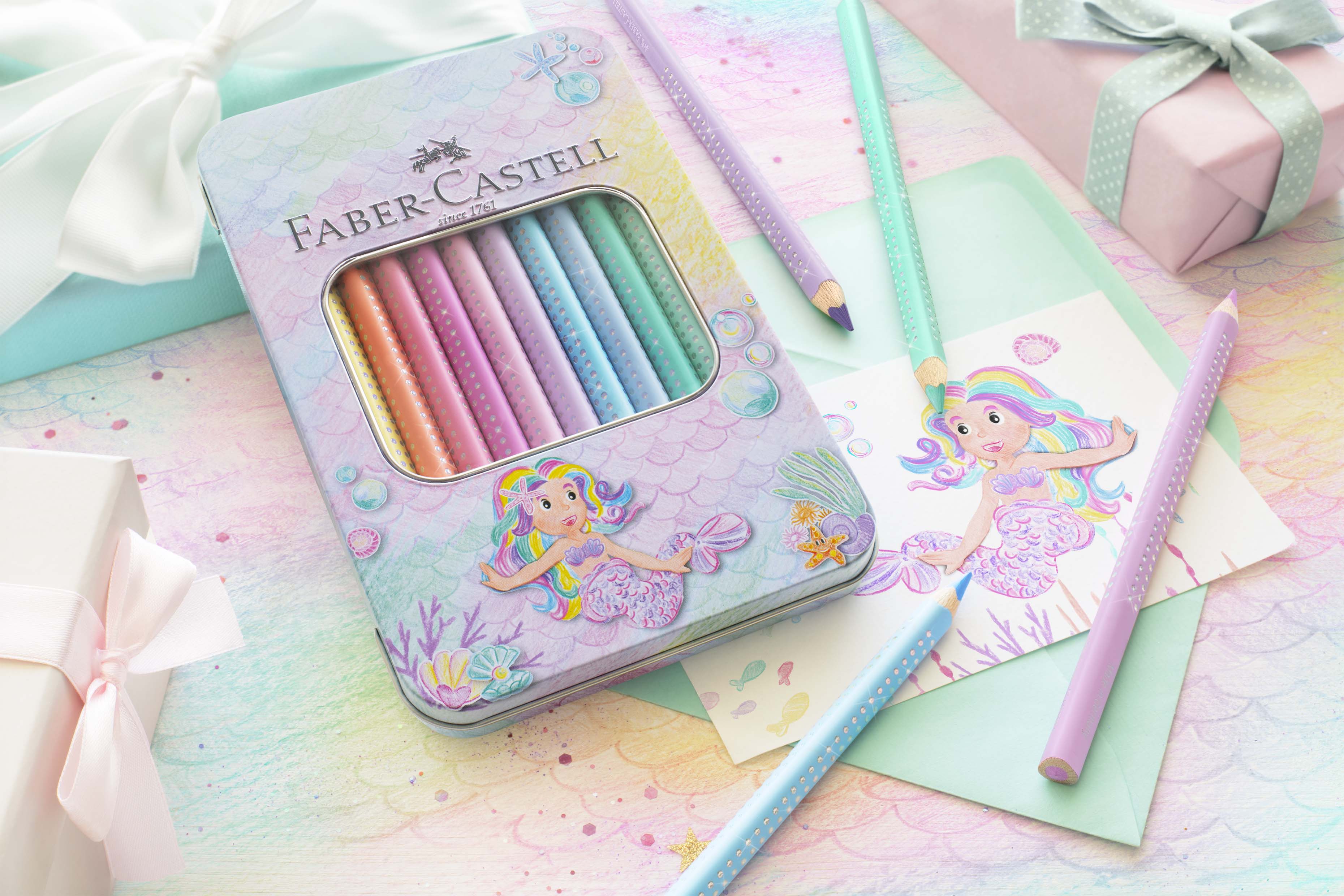 Caja de metal 10 pinturas Sparkle pastel Faber-Castell Multicolor-2