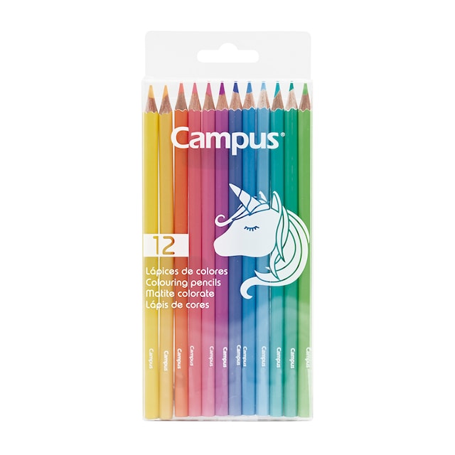 Imagen 0 de Pack 12 lápices de colores madera Campus College 12 colores pastel