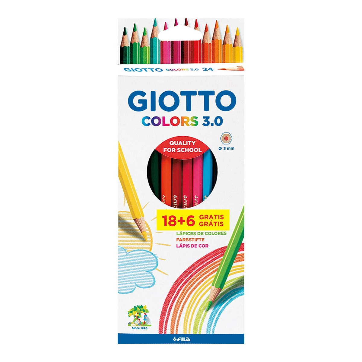 Imagen 0 de Pack 24 unidades lápices de colores Promo 18+6 Gratis Colors 3.0 GIOTTO