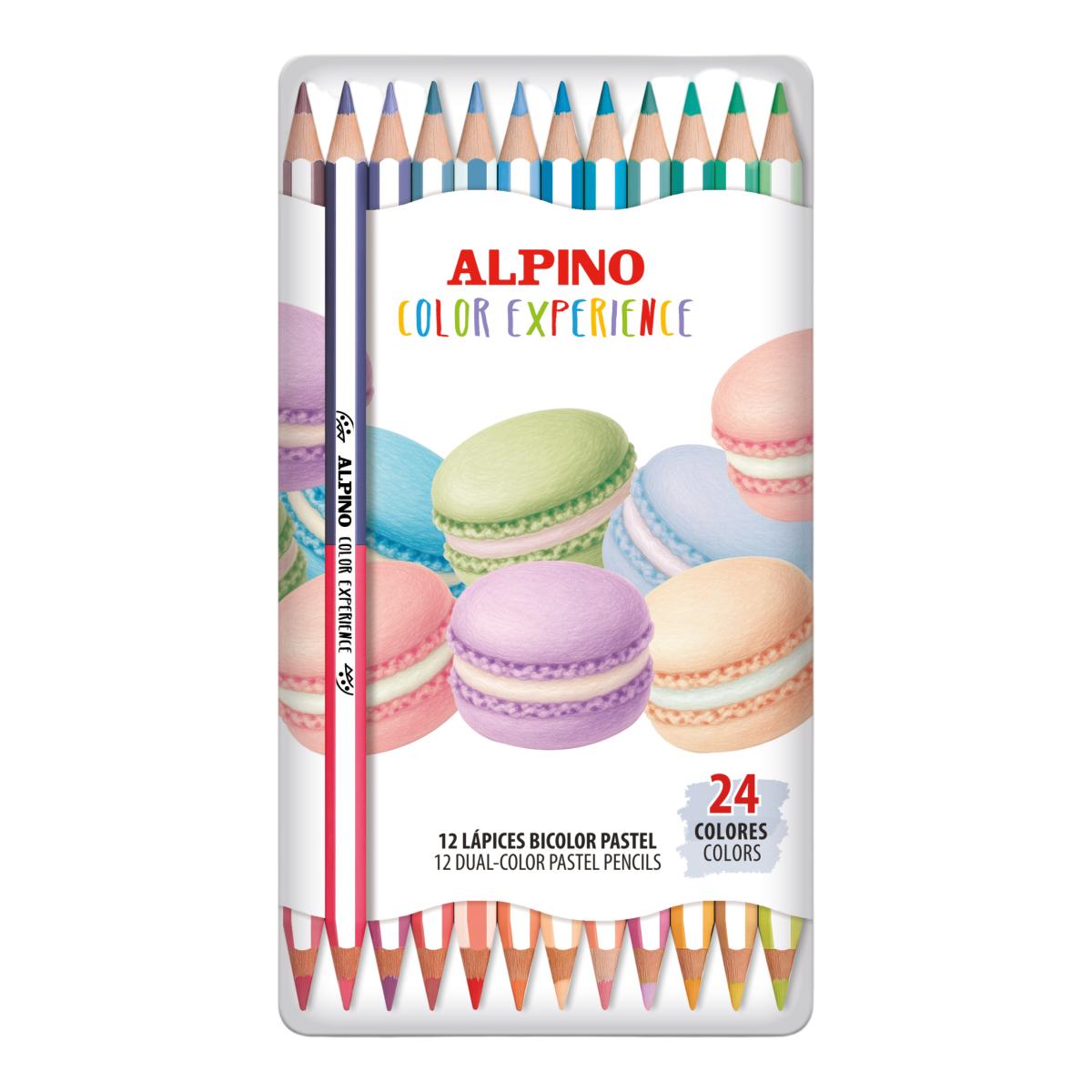 Imagen 0 de Estuche metal 12 lápices color experience Alpino bicolor pastel