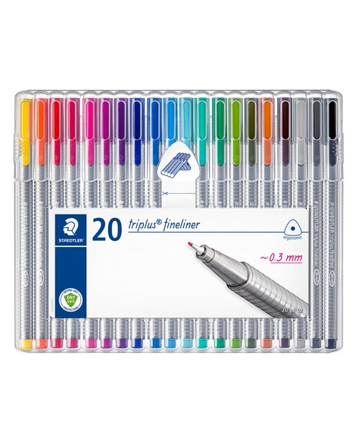 20 Rotuladores Triangulares Ergonómicos Triplus Fineliner 334 Staedtler Multicolor 1