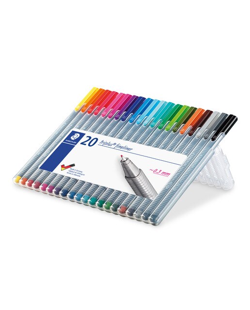 20 Rotuladores Triangulares Ergonómicos Triplus Fineliner 334 Staedtler Multicolor 3