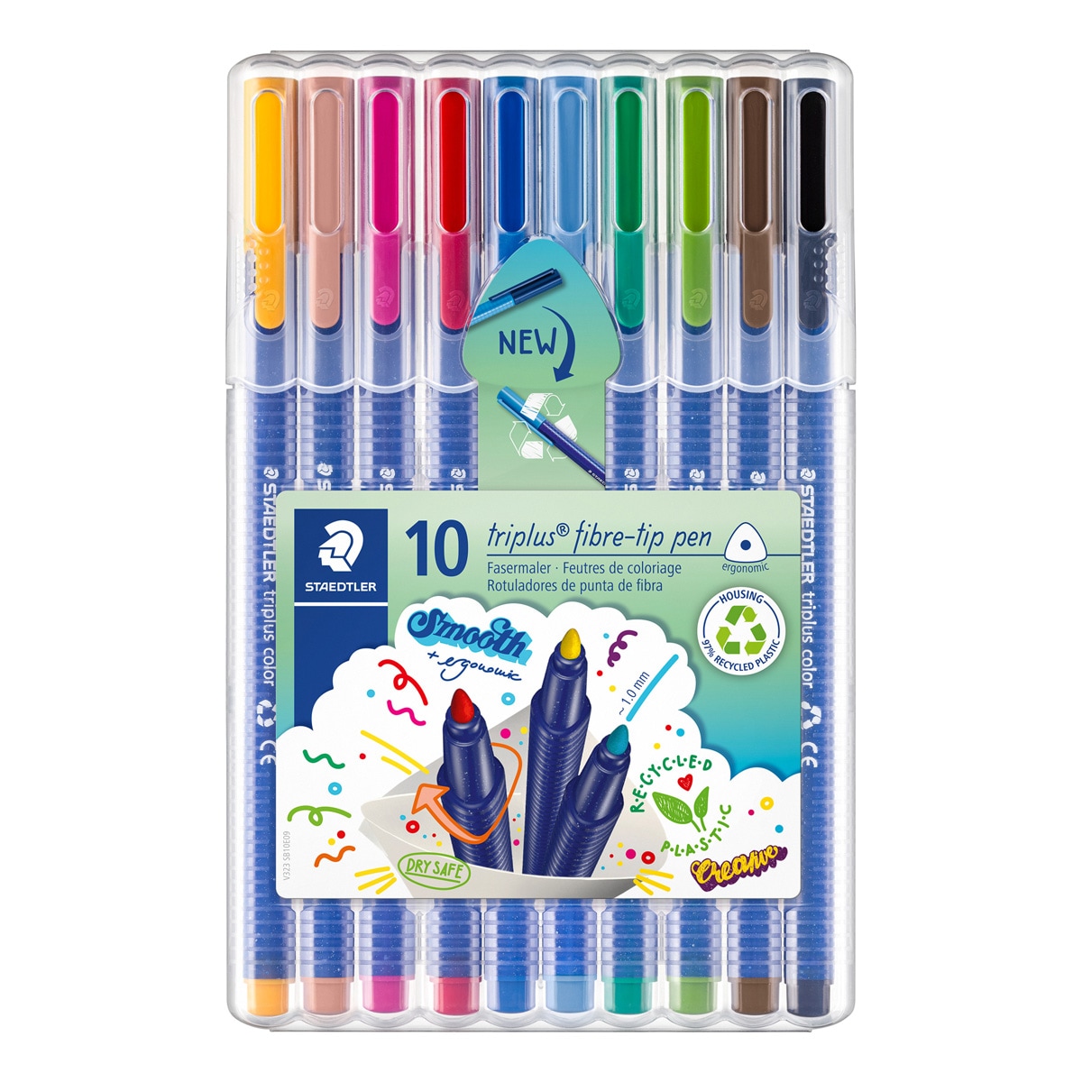 10 Rotuladores Triangulares Ergonómicos Triplus Color 323 Staedtler Multicolor 1