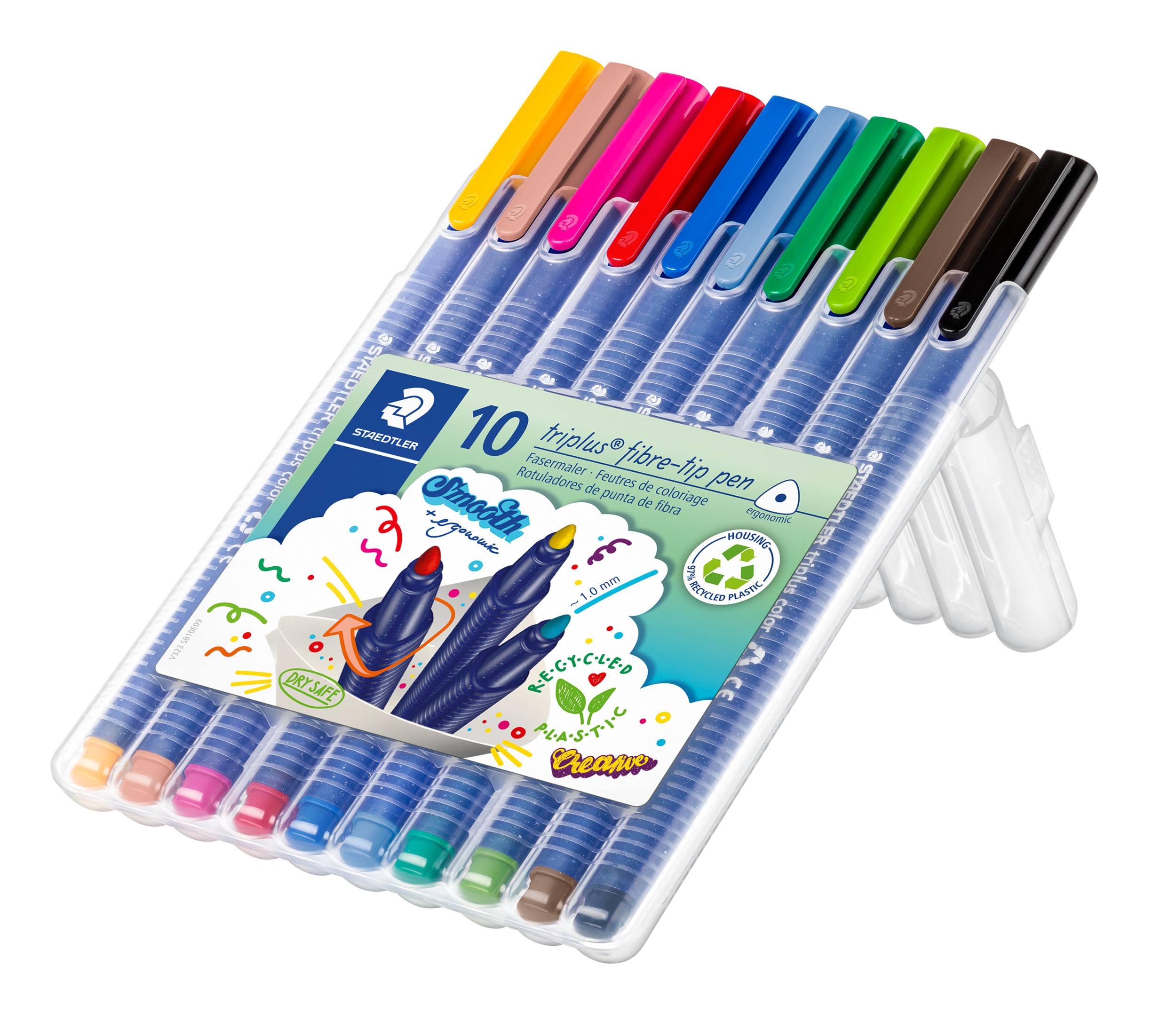 10 Rotuladores Triangulares Ergonómicos Triplus Color 323 Staedtler Multicolor 2