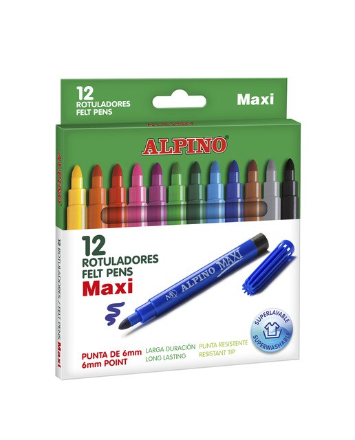Caixa de 12 marcadores maxi de ponta grossa Alpino 1