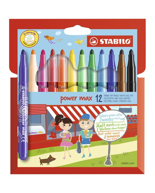 Estojo de 12 canetas de feltro Power Max Stabilo 1