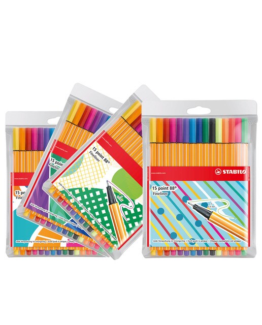 Estojo Just Like You de 15 Canetas de Feltro Ponta Fina Point 88 (10 Standard + 5 Néon) - Multicolor Multicolor-1