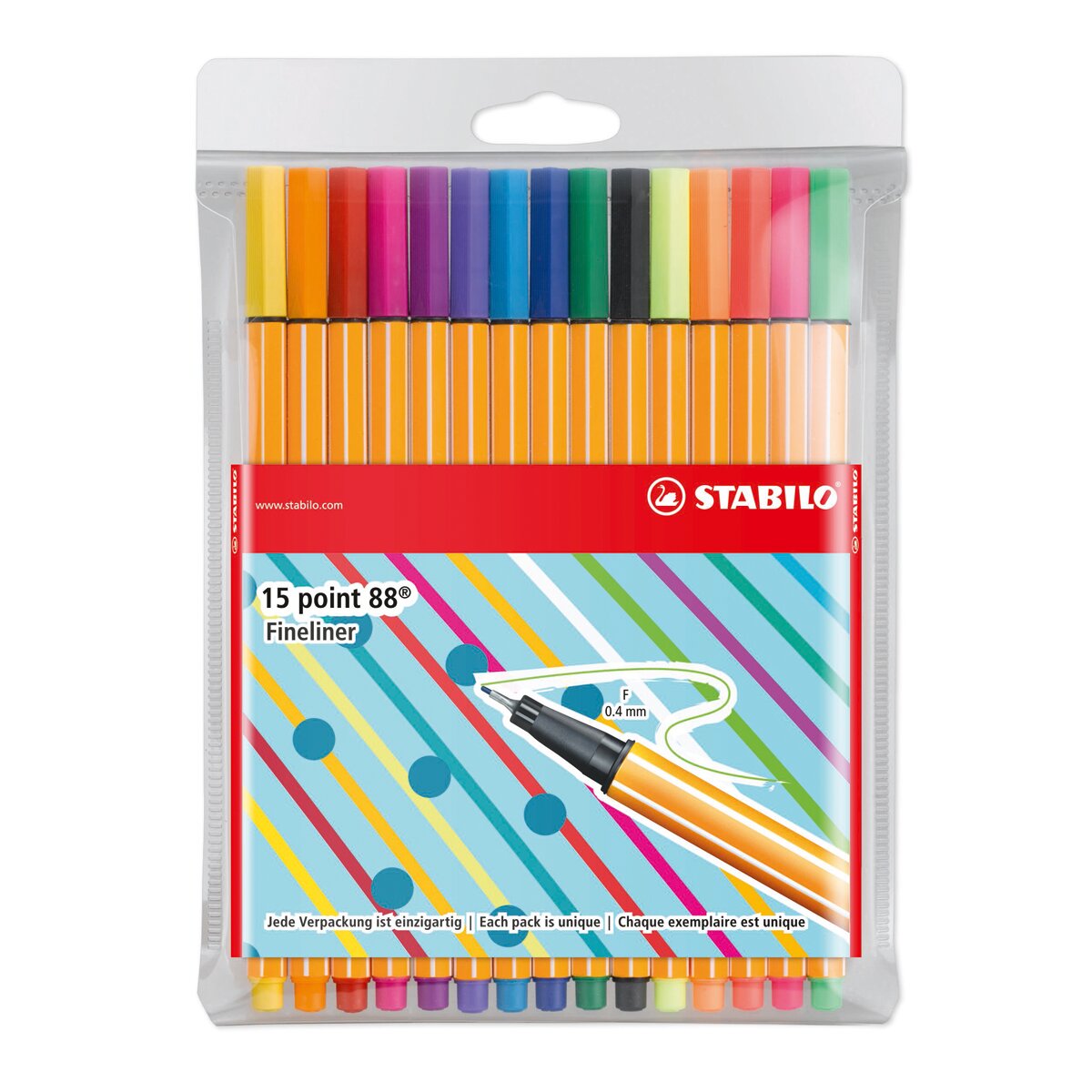 Estojo Just Like You de 15 Canetas de Feltro Ponta Fina Point 88 (10 Standard + 5 Néon) - Multicolor Multicolor-6