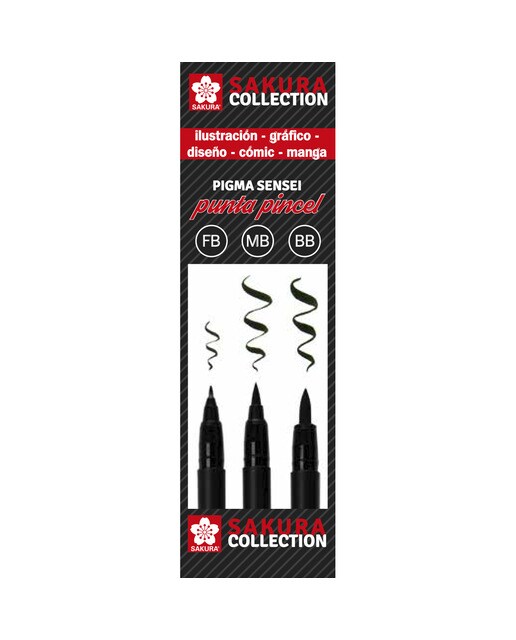 Imagen 0 de Set de Tres Rotuladores Punta Pincel Pigma Brush Pen Sakura Multicolor
