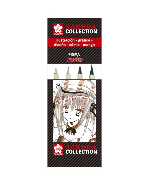 Imagen 0 de Set Completo de Cuatro Rotuladores Sepias Pigma Diferentes Versiones Sakura Multicolor
