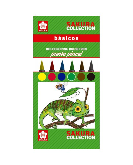 Imagen 0 de Set de Seis Rotuladores Punta Pincel Colores Básicos Acuarelables Sakura Multicolor