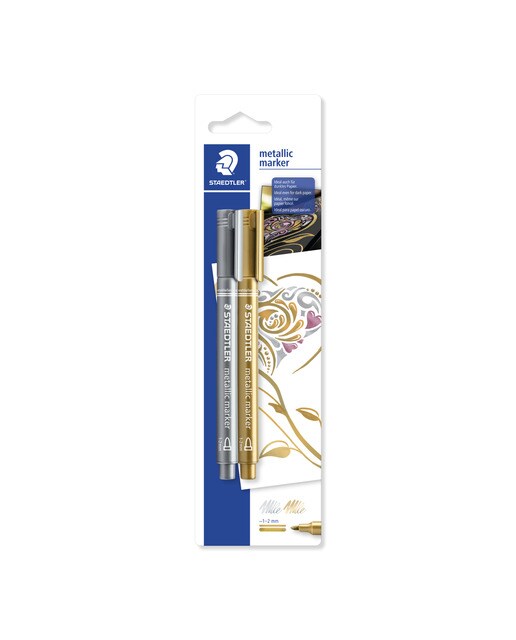 Marcadores Metalizados Staedtler Dourado e Prateado 1