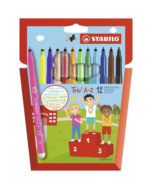 Pack de 12 Rotuladores con Zona de Sujeción Triangular Trio A-Z STABILO Multicolor