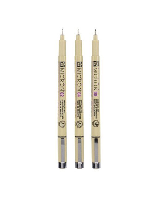 Estojo de 3 Canetas de Feltro Calibradas de Diferentes Grossuras - Preto Preto-3