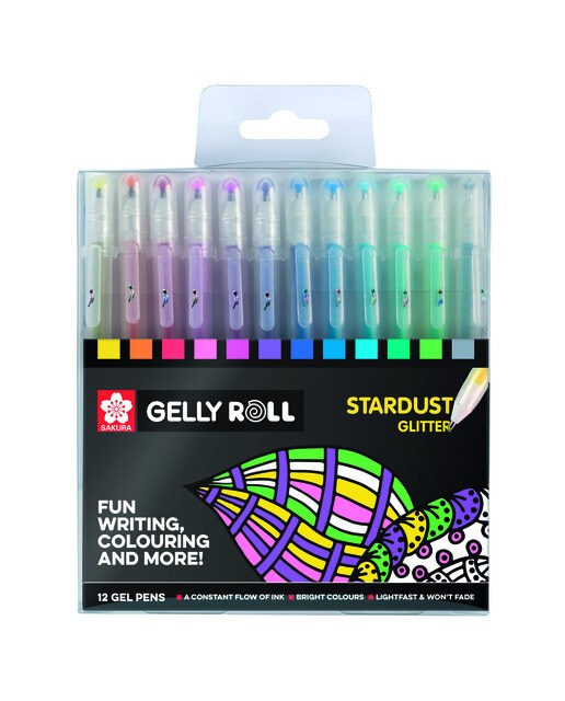 Imagen 0 de Set de Doce Rotuladores de Gel Trazado Fino de Efecto Brillante Gelly Roll Sakura Multicolor