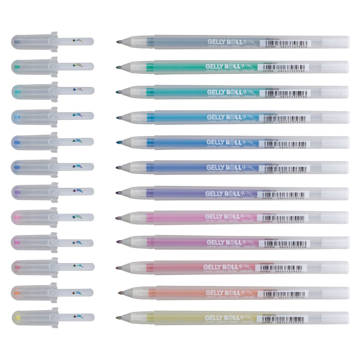 Set de Doce Rotuladores de Gel Trazado Fino de Efecto Brillante Gelly Roll Sakura Multicolor Multicolor-2