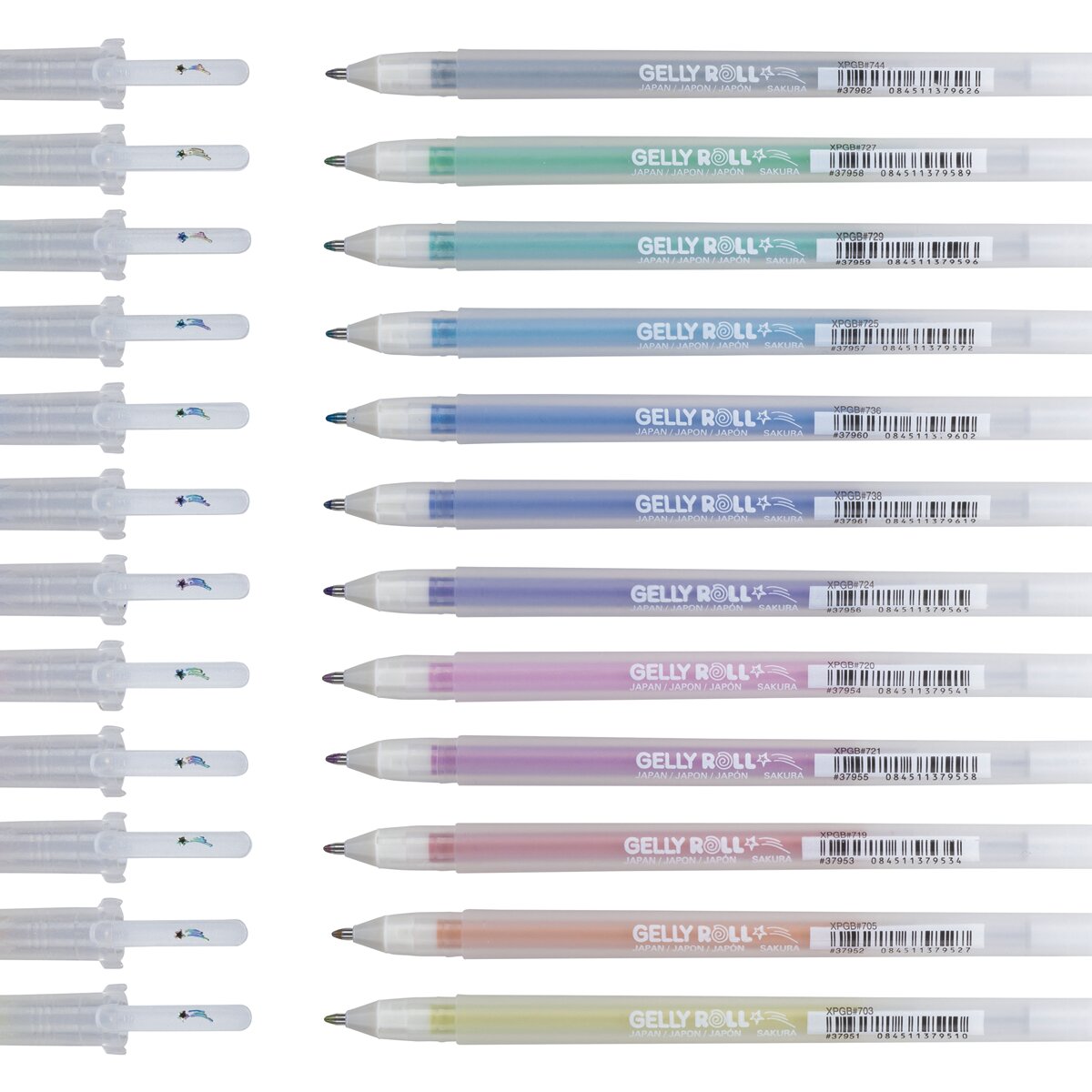 Set de Doce Rotuladores de Gel Trazado Fino de Efecto Brillante Gelly Roll Sakura Multicolor Multicolor-3