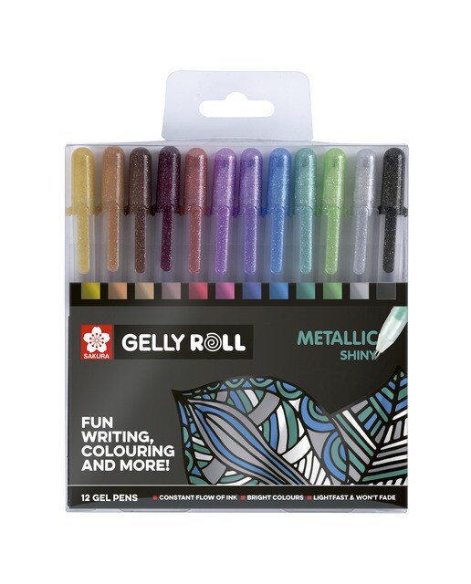 Imagen 0 de Set de Doce Rotuladores de Gel Trazado Fino de Acabado Metálico Gelyl Roll Sakura Multicolor