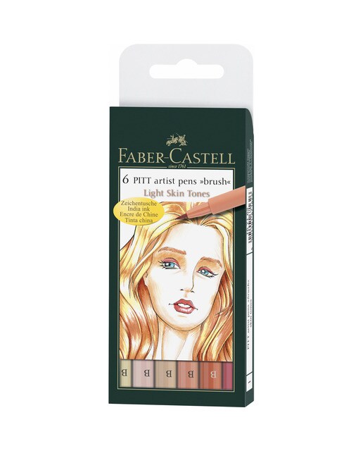Estojo de 6 Marcadores PITT artist pen B Faber Castell Tons de Pele Multicolor-1
